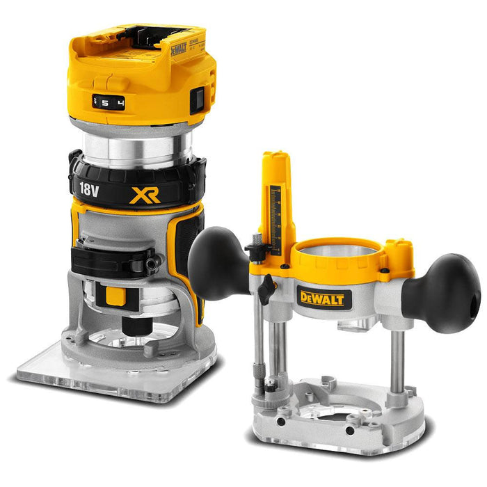 Dewalt 18V XR Li-Ion Brushless 8mm Router With Plunge Base - Bare Unit