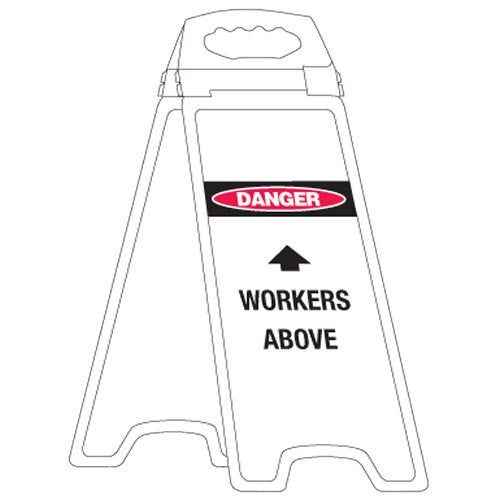 Brady Deluxe Floor Stand - Danger Workers Above, H670mm x W280mm x D50mm, Polyethylene, White/Red/Black