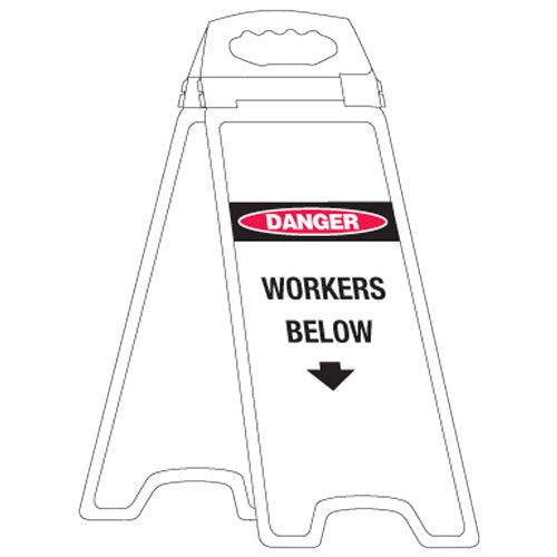 Brady Deluxe Floor Stand - Danger Workers Below, H670mm x W280mm x D50mm, Polyethylene, White/Red/Black