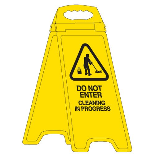 Brady Deluxe Floor Stand - Do Not Enter Cleaning In Progress, H670mm x W280mm x D50mm, Polyethylene, Yellow/Black