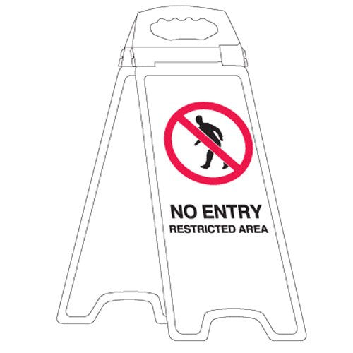 Brady Deluxe Floor Stand - No Entry Restricted Area, H670mm x W280mm x D50mm, Polyethylene, White/Red/Black