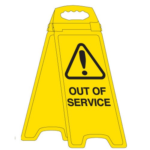 Brady Deluxe Floor Stand - Out Of Service, H670mm x W280mm x D50mm, Polyethylene, Yellow/Black
