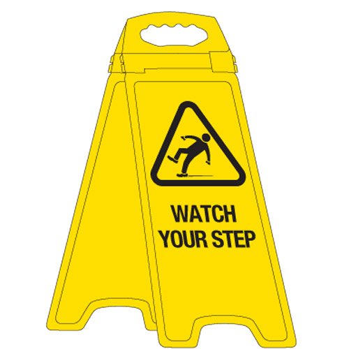Brady Deluxe Floor Stand - Watch Your Step,  H670mm x W280mm x D50mm, Polyethylene, Yellow/Black