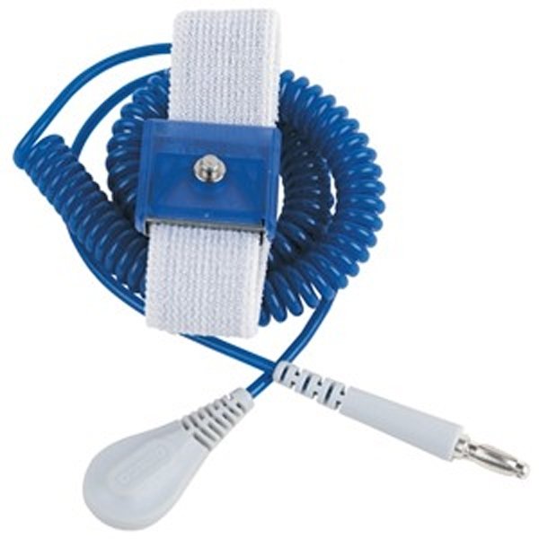 Desco 09100 Jewel Adjustable Wrist Strap, Sapphire, 6' Coil Cord