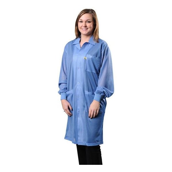 Desco Smock Statshield Labcoat Knitted Cuffs Blue