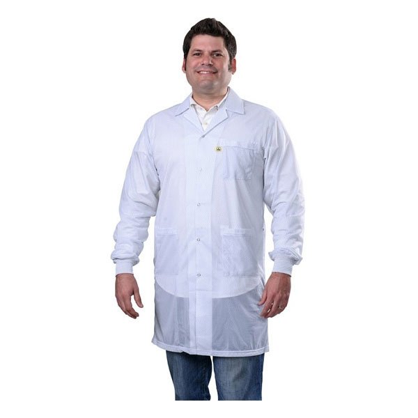 Desco Smock Statshield Labcoat Knitted Cuffs White