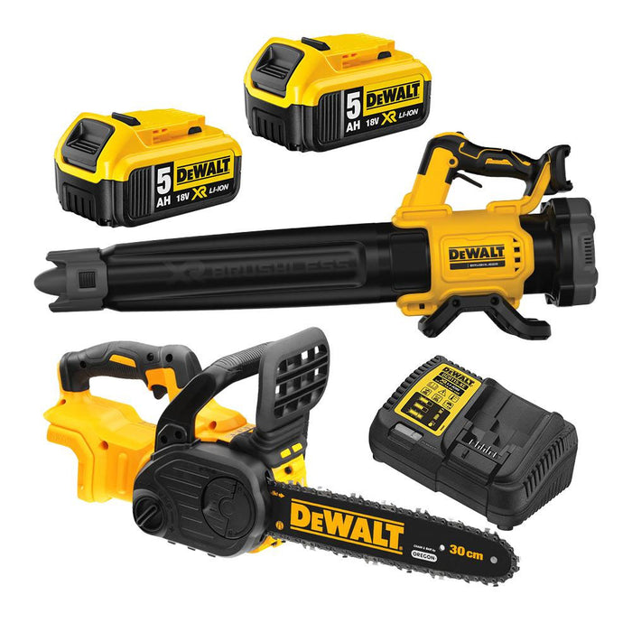 Dewalt 18V XR Li-Ion 2Pc Combo - 5Ah Kit (Blower & Chainsaw)