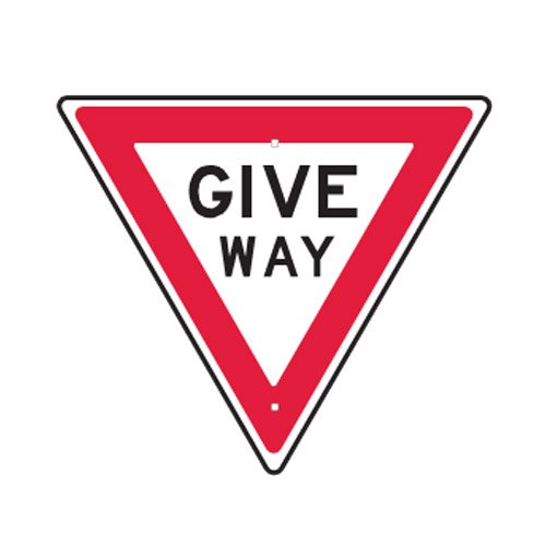 Brady Directional Traffic Sign - Give Way Triangular, 750 Triangle, Aluminium, Red/White/Black
