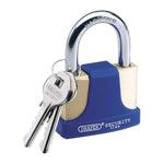 Draper Tools Solid Brass Padlock and 2 Keys with Hardened Steel Shackle and Bumper