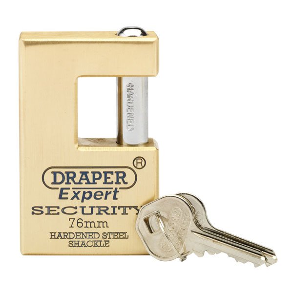 Draper Tools Expert Close Shackle Solid Brass Padlock &Â 2 Keys