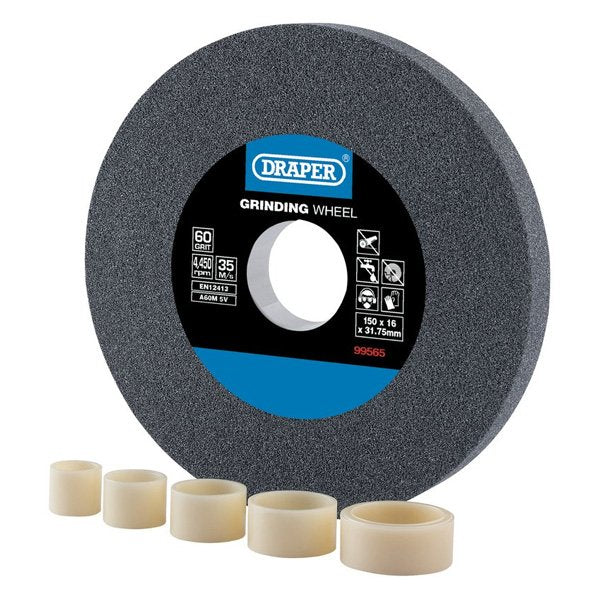 Draper Tools Aluminium Oxide Bench Grinding Wheel 60G (150mm x 16mm)