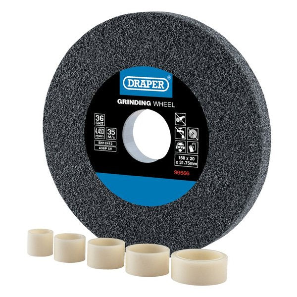 Draper Tools Aluminium Oxide Bench Grinding Wheel 36G (150mm x 20mm)