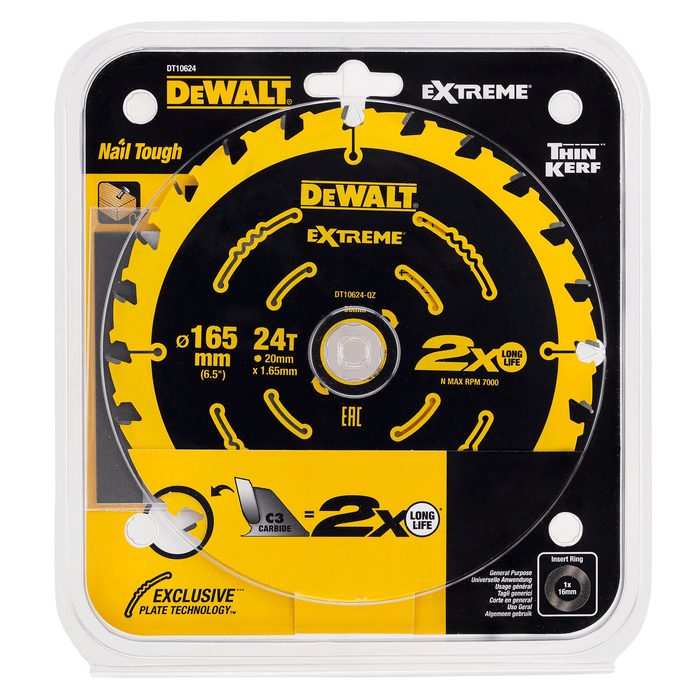 Dewalt Saw Blade Extreme 165mm x 24T (16/20mm)