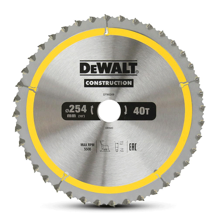 Dewalt Saw Blade Construction 254mm x 40T (16/25/25.4/30mm) DT90249-QZ