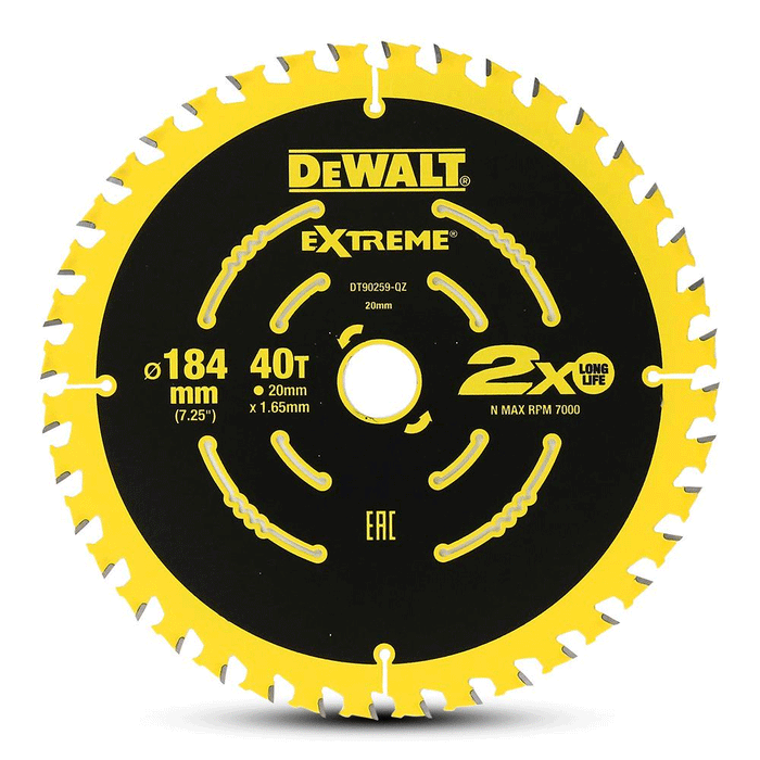 Dewalt Saw Blade Extreme 184mm X 40T (16/20mm)