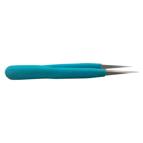 Economy Precision Tweezers, 110mm Straight, Very Fine Pointed Tip Ergo Handle