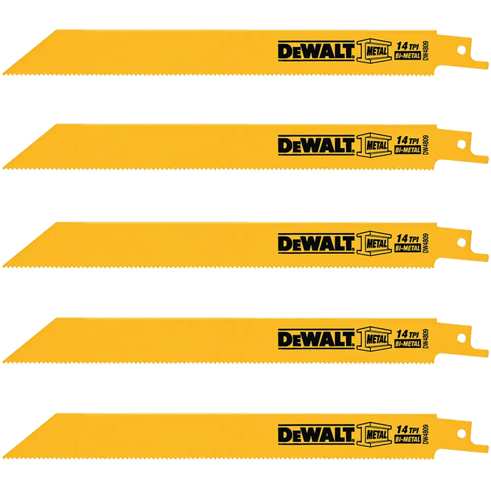 Dewalt 8in 14TPI Bi-Metal Reciprocating Saw Blade 5Pk