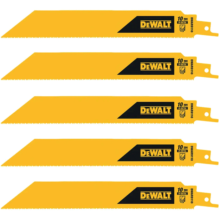 Dewalt 9in 10TPI Heavy Metal Bi-Metal Reciprocating Saw Blade 5Pk