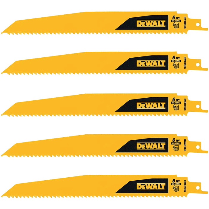 Dewalt 9in 6TPI Demolition Bi-Metal Reciprocating Saw Blade 5Pk