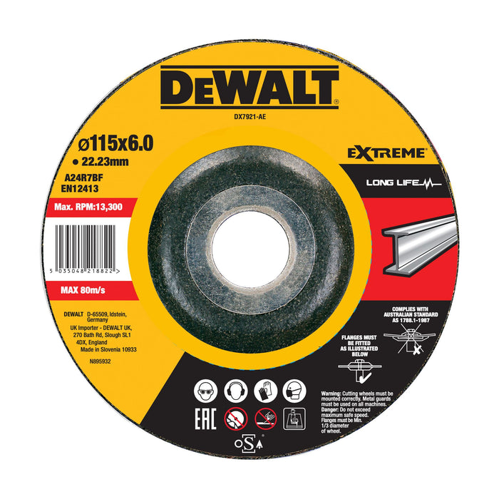 Dewalt Extreme Metal Grinding Wheel HP 115 x 6 x 22.23mm Type 27