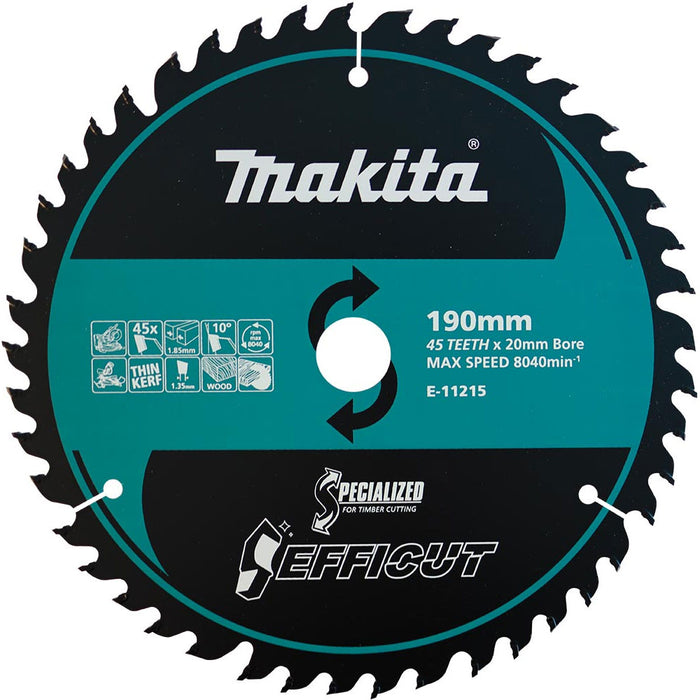 Makita Efficut Wood TCT Saw Blade 190mm x 20 x 45T