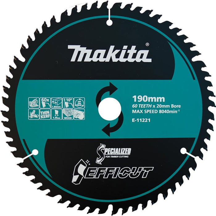 Makita Efficut Wood TCT Saw Blade 190mm x 20 x 60T