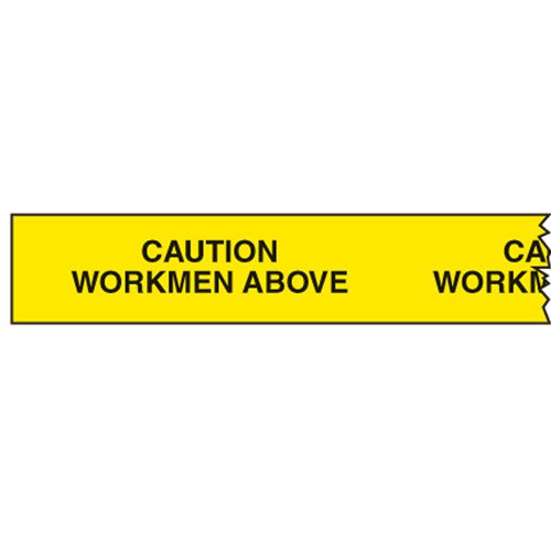 Brady Economy Barricade Tape - Caution Workmen Above, L150 Meters x 75mm, Polyethylene, Black/Yellow
