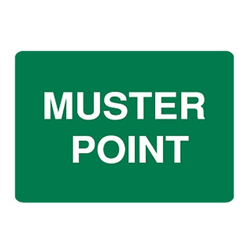 Brady Emergency Information Sign - Muster Point, H450mm x W600mm, Metal, White/Green