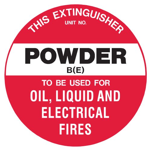 Brady Fire Disc - Powder B(E), 200mm Diameter, Self Adhesive Vinyl, White/Red