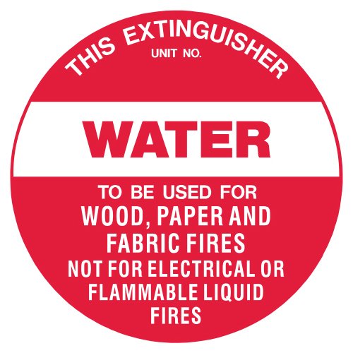 Brady Fire Disc - Water, 200mm Diameter, Polypropylene, White/Red