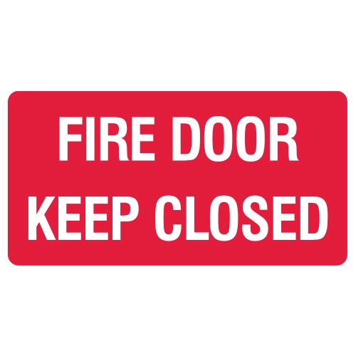 Brady Fire Equipment Sign - Fire Door Keep Closed, H180mm x W350mm, Self Adhesive Vinyl, White/Red
