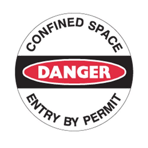Brady Floor Sign - Danger Confined Space Entry, 440mm Diameter, Self Adhesive Vinyl, White/Red/Black