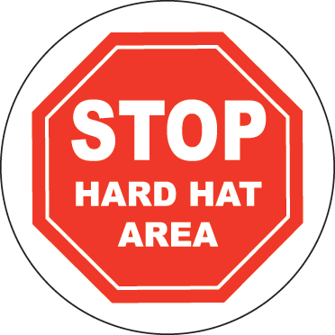 Brady Floor Sign - Stop Hard Hat Area, 440mm Diameter, Self Adhesive Vinyl, White/Red
