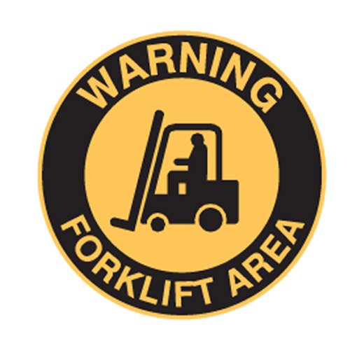 Brady Floor Sign - Warning Forklift Area, 440mm Diameter, Self Adhesive Vinyl, Yellow/Black