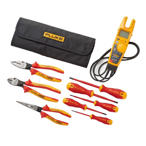 Fluke IBT6K T6 Electrical Tester & 8 Piece 1000V Hand Tools Starter Kit, Roll-Up Tool Pouch