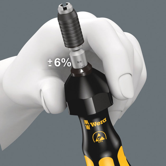 Wera Series 7400 ESD Adjustable Torque Screwdriver 10.0-34.0 Ncm Halfmoon Drive 074786