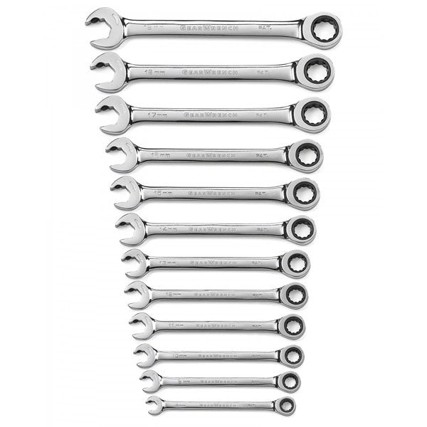 GearWrench 12 Pc. 12 Point Open End Ratcheting Metric Wrench Set