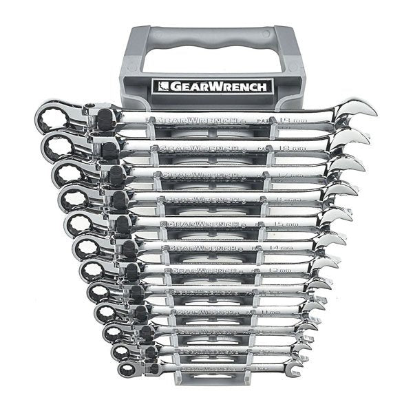 GearWrench 12pt XL Locking Flex Head Ratcheting Combination Metric Wrench Set 12 Pce