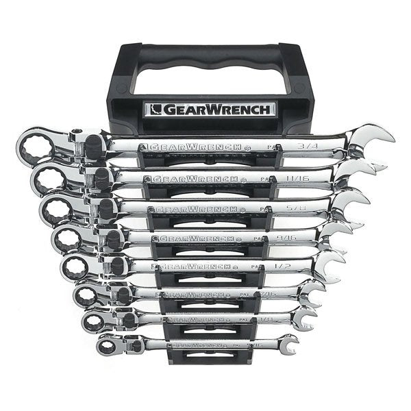GearWrench 12pt XL Locking Flex Head Ratcheting Combination SAE Wrench Set 8 Pce