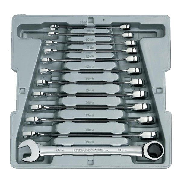 GearWrench 12 Pc. 12 Point Ratcheting Combination Metric Wrench Set