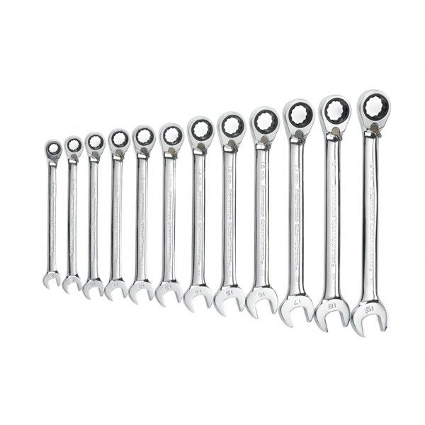 GearWrench 12 Pc. 12 Point Reversible Ratcheting Combination Metric Wrench Set