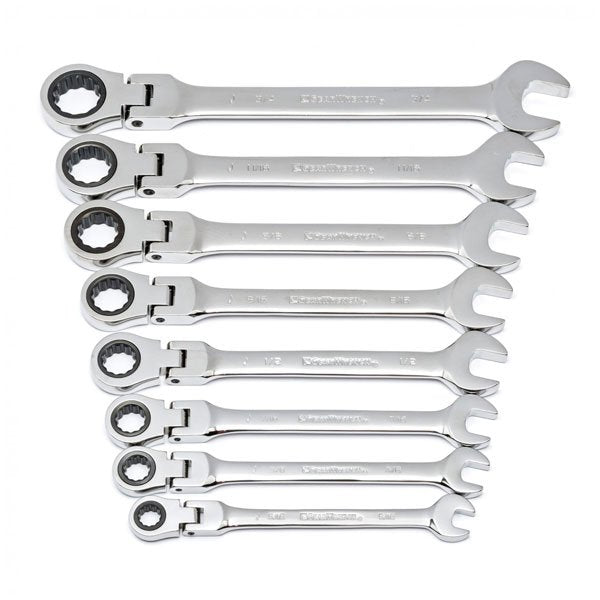 GearWrench SAE Flex Ratcheting Combination Wrench Set 8 Pce