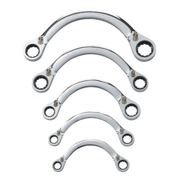 GearWrench 5 Pc. 12 Point Half Moon Reversible Double Box Ratcheting Metric Wrench Set