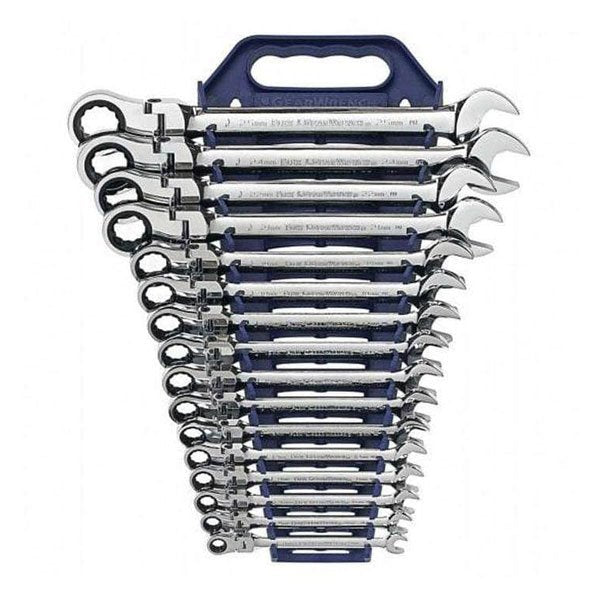 GearWrench Wrench Set Combination Ratcheting Flex Rack MET 16Pc