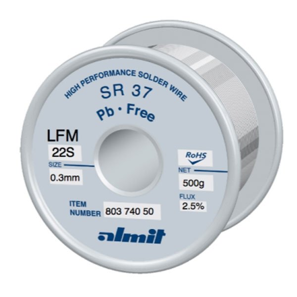 Almit LF Solder Wire 0.3mm SR 37 LFM-22S (99C), 500g