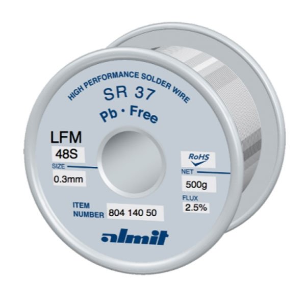 Almit LF Solder Wire 0.3mm SR 37 LFM-48S (SAC305), Flux 2.5%, 500g