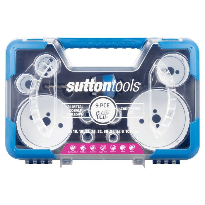 Sutton 9 Pce Bi-Metal Holesaw Carpenter Set - Cobalt