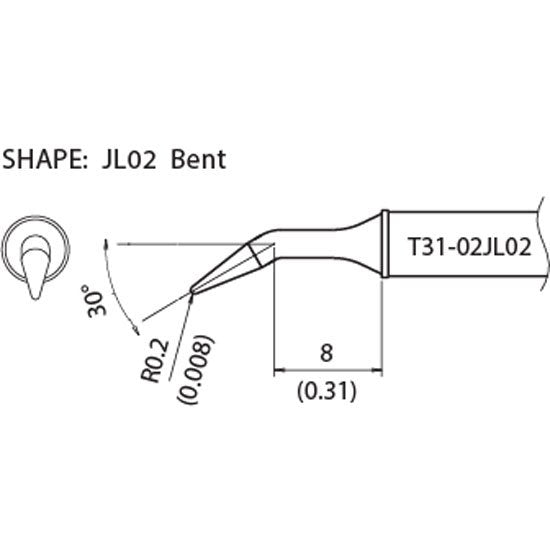 Hakko T31 soldering tip shape 0.2RSB