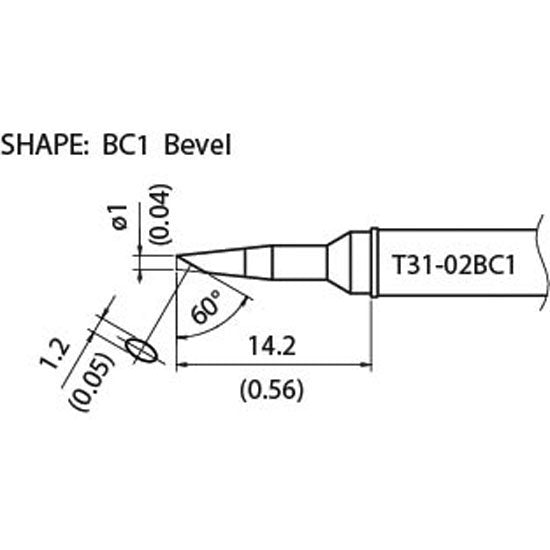 Hakko T31 soldering tip shape 1BC