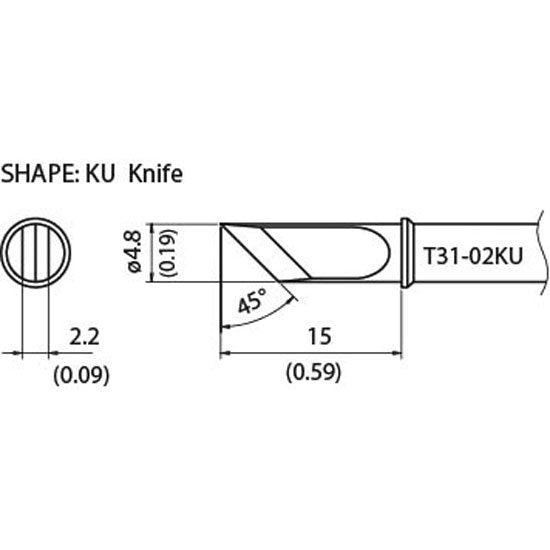 Hakko T31 soldering tip shape KU